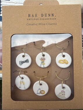 Set of 2 packs of Rae Dunn Artisan Collection Ceramic Wine Charms!